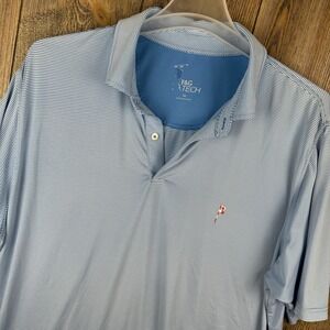 F&G Tech Golf Polo Shirt Friars Head GC Mens XL Blue White Stripe Short Sleeve